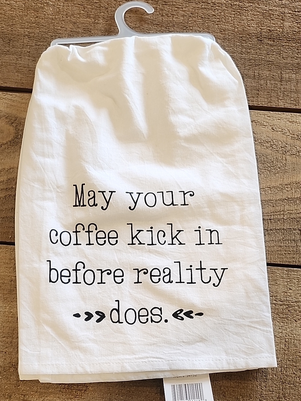 White Tea Towel with "Black Coffee" Quote